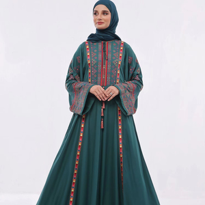 Produit de marque à faible MOQ, nouvelle conception 2026, tenue de l'Aïd, robe musulmane élégante et modeste sur mesure pour femmes, polyester de haute qualité, vintage - Product Image 1