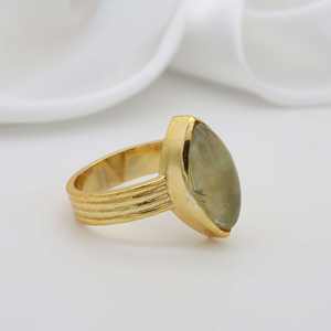 ODM personnalisable bague en laiton plaqué or à la mode citron Quartz forme ovale vente directe pour hommes femmes bagues de fiançailles de mode - Product Image 2