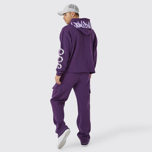 Mùa Thu Flare Quần Bộ Cho Nam Giới 100% Cotton Hai Mảnh Hoodies Tracksuits Sweatsuit Với Thêu Logo 3D Sweatpants Mô Hình - Product Image 2