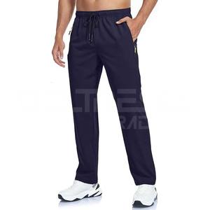 Pantalones de chándal informales de entrenamiento para hombre, pantalones de chándal holgados teñidos lisos de lona con parte inferior abierta, pantalones de salón ligeros rectos - Product Image 1