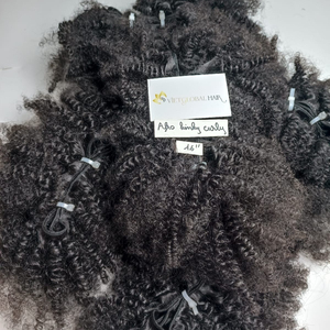 Afro Kinky Curly Cambodian Hair Weft Color negro natural Cutícula alineada Raw Vietnamita Pelucas de cabello humano - Product Image 2