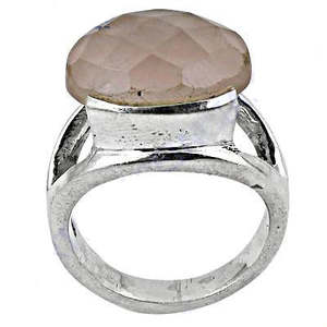 925 Silver Statement <b>Ring</b> <b>for</b> <b>Women</b> Pink Gemstone Bezel <b>Set</b> Brass Hand-Shape Design Free Size Licensed Private Boxed Packaging - Product Image 1