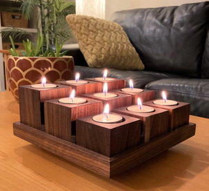 DECOR N UTILITY CRAFT Handmade Wood Candle <b>Light</b> Holder Christmas Centerpiece Rectangle Shape Uttar Pradesh India for Home Decor - Product Image 1