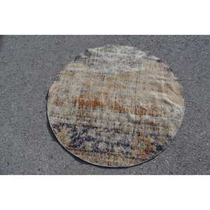 Alfombra de lana turca azul Beige de 3,4 pies, clásica, área grande, Patchwork, rectángulo, pasillo, patrones abstractos, látex para durabilidad - Product Image 3