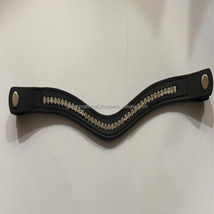 Banda de cuero hecha a mano para cejas de caballo, banda con incrustaciones de 1 Fila de cristales dorados, diamante, cadena ostentosa - Product Image 4