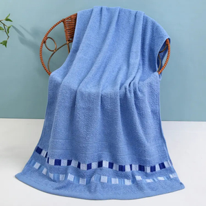 Serviette de bain 100% coton biologique 500GSM Épaisse Motif jacquard à carreaux Douce Absorbante Durable Anti-enfants Tous âges - Product Image 1