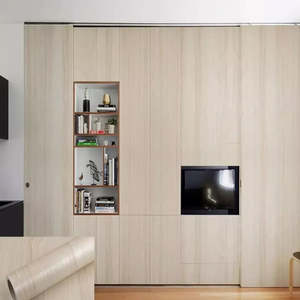 HY9334 carta da parati in legno chiaro autoadesiva 45cm X 10m strisce geometriche per Hotel appartamento o decorazione parete funzione impermeabile - Product Image 1