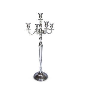 Candelabro Decorativo de Metal de Lujo con Acabado Plateado para Bodas, Fiestas, Decoración de Interiores de Sala de Estar, Candelabro Alto de Pie - Product Image 4