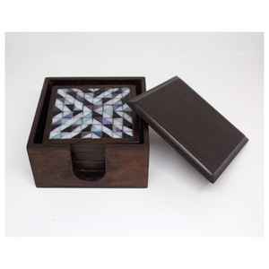 ถาดรองแก้วหินม็อบทำจากยางเรซินอีพ็อกซี่ฝังมุกคลาสสิกสำหรับชาและกาแฟ - Product Image 1