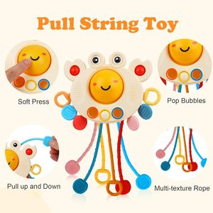 Ensemble de jouets <span class=keywords><strong>Montessori</strong></span> 6 en 1 pour les tout-petits de 1 à 3 ans, jouets de <span class=keywords><strong>dentition</strong></span> pour bébés, blocs d'empilage, anneaux, jouet à tirer, jouet de tri, bac sensoriel - Product Image 4