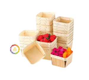 Hot Trend Vintage Style Handmade Wood Storage <b>Baskets</b> Directly Vietnam Factory Square Shape for Bread Snack <b>Food</b> Serving Kitchen - Product Image 5
