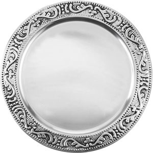 Placa de carga de aluminio con diseño en relieve, accesorios de decoración de mesa de Metal con acabado plateado - Product Image 1