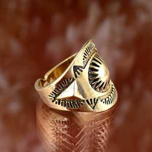 Trendy Boho Tribal Sun Buster Brass <b>Ring</b> 18k Gold Plated Statement Symbol Ethnic Vintage Wholesale <b>Adjustable</b> <b>Ring</b> For Women - Product Image 2