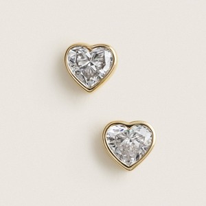 Boucles d'oreilles clous en or massif 14 carats avec diamant de laboratoire 1,00 carat serti en forme de cœur, cadeau idéal pour un anniversaire de mariage - Vente flash - Product Image 1