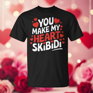 T-shirt unisex per adulti You Make My Heart Skibidi Valentine, manica corta, girocollo, stampa serigrafica - Product Image 3