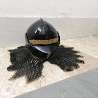 Armure de cotte de mailles médiévale antique Casque de Viking grandeur nature Cotte de mailles Chevalier Bataille Reproduction d'acier Logo de magasin d'artisanat RJ
