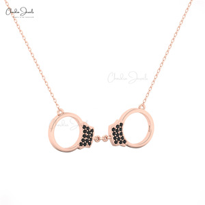 Tendance Produits Chauds À La Main 14k Or Massif Naturel 0.28 CT Diamant Noir Manchette Crime Collier Pour Elle Bijoux En Gros - Product Image 2