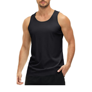 Débardeur d'été sans manches en coton pur pour hommes, gilet décontracté de sport et de remise en forme avec logo personnalisé, fournisseur BD de couleur unie - Product Image 5