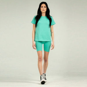 Hot Selling Solid 2 Piece <b>Set</b> <b>Women</b> 100% Cotton <b>T</b>-<b>shirt</b> With <b>Shorts</b> Customized Logo Solid <b>Women's</b> <b>Set</b> Casual Wear OEM Service - Product Image 3