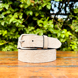 Bespoke 2025 Sheridan Design Genuine <b>Leather</b> Belt Western Floral Carving <b>Tooling</b> Unique Brass Buckle 35MM Width Customizable - Product Image 1