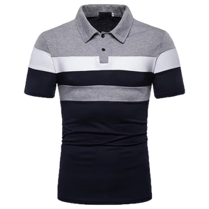 Nuevo en 2025, Camiseta para Hombre con Bloques de Color Sólidos, Antiarrugas, Tejido de Poliéster/Algodón, Impresión Digital para Temporada - Product Image 6