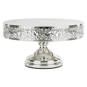 Support à gâteau en métal durable en acier inoxydable de qualité supérieure avec motif floral gaufré complexe pour les présentations de desserts de luxe - Product Image 1