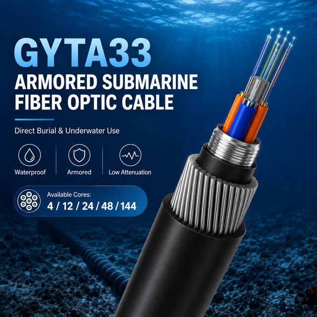 GYTA33 Underwater Fiber Optic Cable SWA Steel Wire Armored Outdoor Submarine River Crossing Waterproof Optical Wire Cable Supply