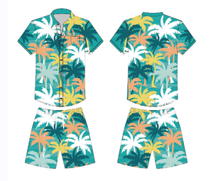 2025 nouveauté décontracté hommes été ensemble de haute qualité imprimé vêtements de plage ensemble hommes été à manches courtes chemises imprimé ensemble - Product Image 6