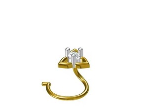 High Quality Fashion <b>Jewelry</b> 18kt Yellow Gold Diamond Nose Pin Screw with Best Price and Quality From - Product Image 2