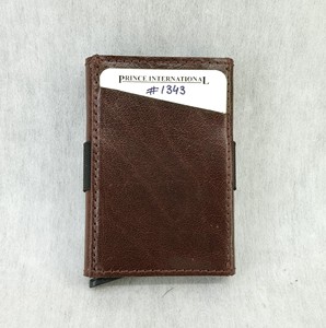Leather <b>ID</b> Business <b>Card</b> <b>Holders</b> Aluminum Push Button Wallet Men RFID Elastic Strap Custom Laser Logo Promotional Gift Wholesale - Product Image 2
