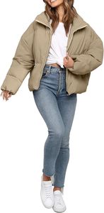 High Street Femmes Surdimensionné Hiver Cropped Puffer Veste À Manches Longues Full Zip Manteau Matelassé À Capuche Toile Poches-Haute Qualité - Product Image 5