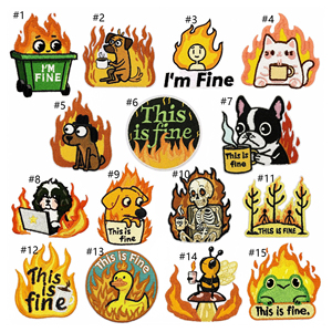 Écussons brodés personnalisés en tissu, motifs animaux et feu, à coudre ou à thermocoller, pour vêtements, badges de marque, étiquettes, écussons tissés - Product Image 2