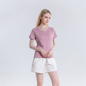 Premium Quality V Neck Women's T <b>Shirt</b> Plain Color Tee with Logo Printing Available Summer Cotton V neck T <b>Shirts</b> - Product Image 4