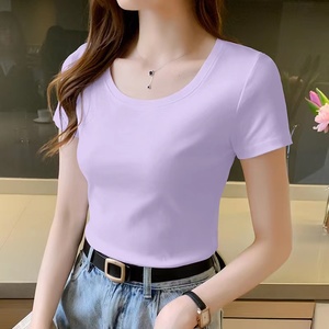 Camiseta de algodón de gran tamaño de Color personalizado para mujer, camisetas de alta calidad, camisetas de talla grande para mujer con logotipo personalizado, Camiseta de algodón 100% - Product Image 2