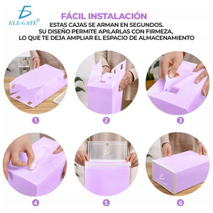 Scatola porta scarpe pieghevole da 6 pezzi, organizer impilabile per armadio o bagno, modello S - Product Image 5