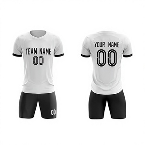 Ensemble maillot et short de football d'hiver à carreaux/à pois avec impression de logo personnalisé pour adultes - Vêtements de football respirants à séchage rapide à manches courtes - Product Image 1