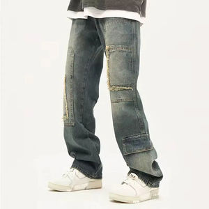 Fabricants personnalisent des jeans jogger en toile brodés à taille haute pour hommes, style délavé tendance, nouvelle taille plus - Product Image 4