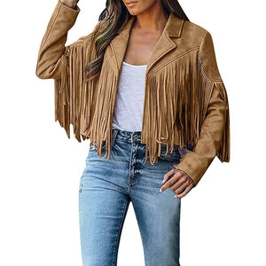 Chaquetas de cuero de piel de oveja para mujer Abrigos de moda de punto occidentales vintage hechos a mano - Product Image 2