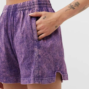 Shorts en coton délavé pour femmes, style vintage, streetwear, poids lourd, shorts d'été, logo personnalisé, shorts pour femmes, marque privée - Product Image 6