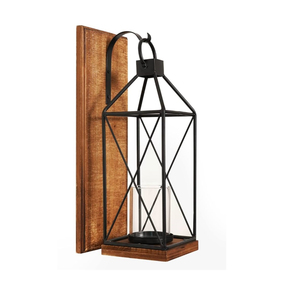 Lanterne à bougie en bois et en métal de style nouveau, intérieure et extérieure, décoration de table et de sol pour Noël, lanternes suspendues décoratives - Product Image 2