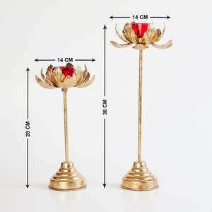 Bougeoir design Lotus de luxe bougeoir en métal fantaisie plaqué or et fer bougeoir votif de vente chaude pour Noël - Product Image 3