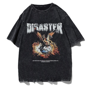 Fabricant de haute qualité T-shirt décontracté à manches tombantes lavé à l'acide personnalisé T-shirt uni à coupe ajustée pour hommes - Product Image 1