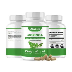OEM/ODM Capsules d'extrait de feuilles de Moringa 100% biologiques 500mg pour l'immunité, la digestion et l'énergie, extrait végétal, capsules de Moringa végétaliennes - Product Image 2