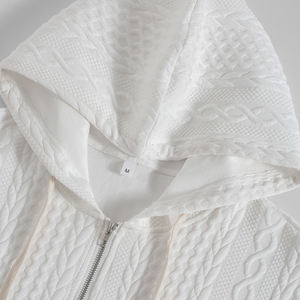 Sweat-shirt à capuche zippé surdimensionné de style scolaire pour hommes et femmes, personnalisé, OEM, vente en gros, imprimé et texturé - Product Image 4