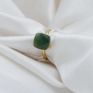 Handmade Stylish Earthy Green Gemstone <b>Ring</b> 18K Gold Plated for Women Fashion Jewelry for <b>Weddings</b> Parties Anniversaries Gifts - Product Image 1