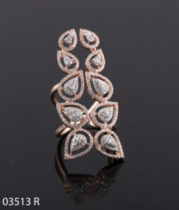 Anillo de boda de compromiso de copo de nieve con diamantes rellenos de corte de pera en oro de 14K para mujer para fiesta certificada - Product Image 1