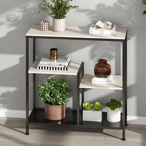 โต๊ะคอนโซลโลหะชุบทองยาวพร้อมดีไซน์เพรียวบางรูปทรงหินอ่อนสำหรับตกแต่งทางเข้าห้องนั่งเล่นหรือโถงทางเดิน - Product Image 4