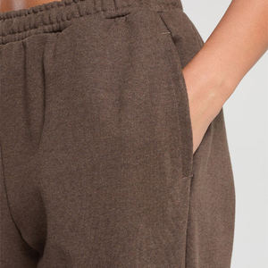 Pantalon de jogging en molleton anti-rides marron chiné confortable pour femmes et hommes, taille plus, pantalon de détente d'hiver, 100% coton, taille élastique, 2026 - Product Image 6