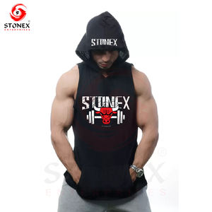 Professional Breathable Vintage Style Fitness Hooded <b>Sleeveless</b> Gym Vest for <b>Men</b> - Product Image 4