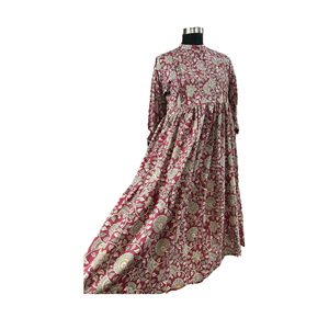 Robe longue bohème indienne imprimée à la main, magnifique, lavable, pour soirée/club/OdM, tailles XS à 5XL, coupe Empire pour grandes tailles, pour la Saint-Valentin - Product Image 2